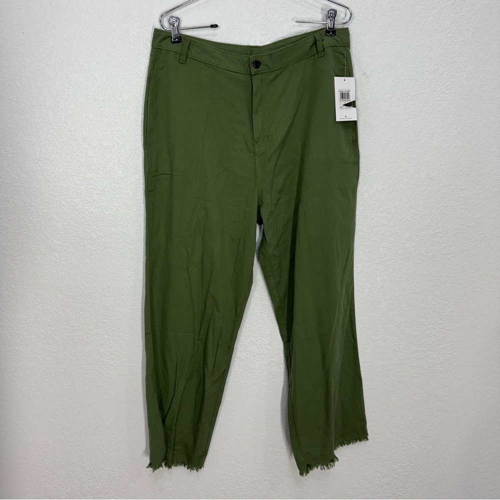 Hurley Green women’s  Versatile Cotton rayon Blend raw hems casual pants size L